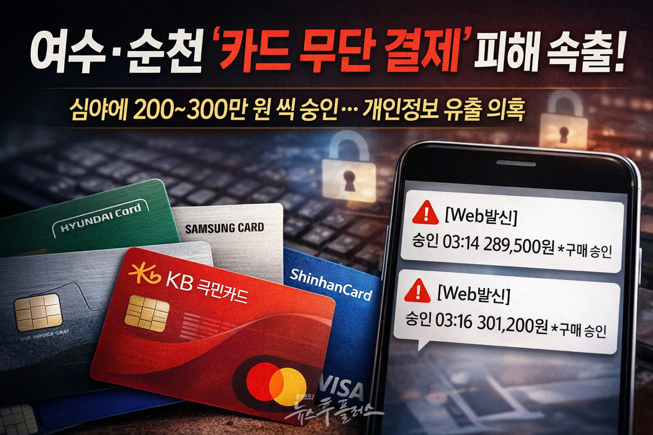 순천·여수서 수천만 원대 '무단 카드 결제' 피해 잇따라 < 사회·문화